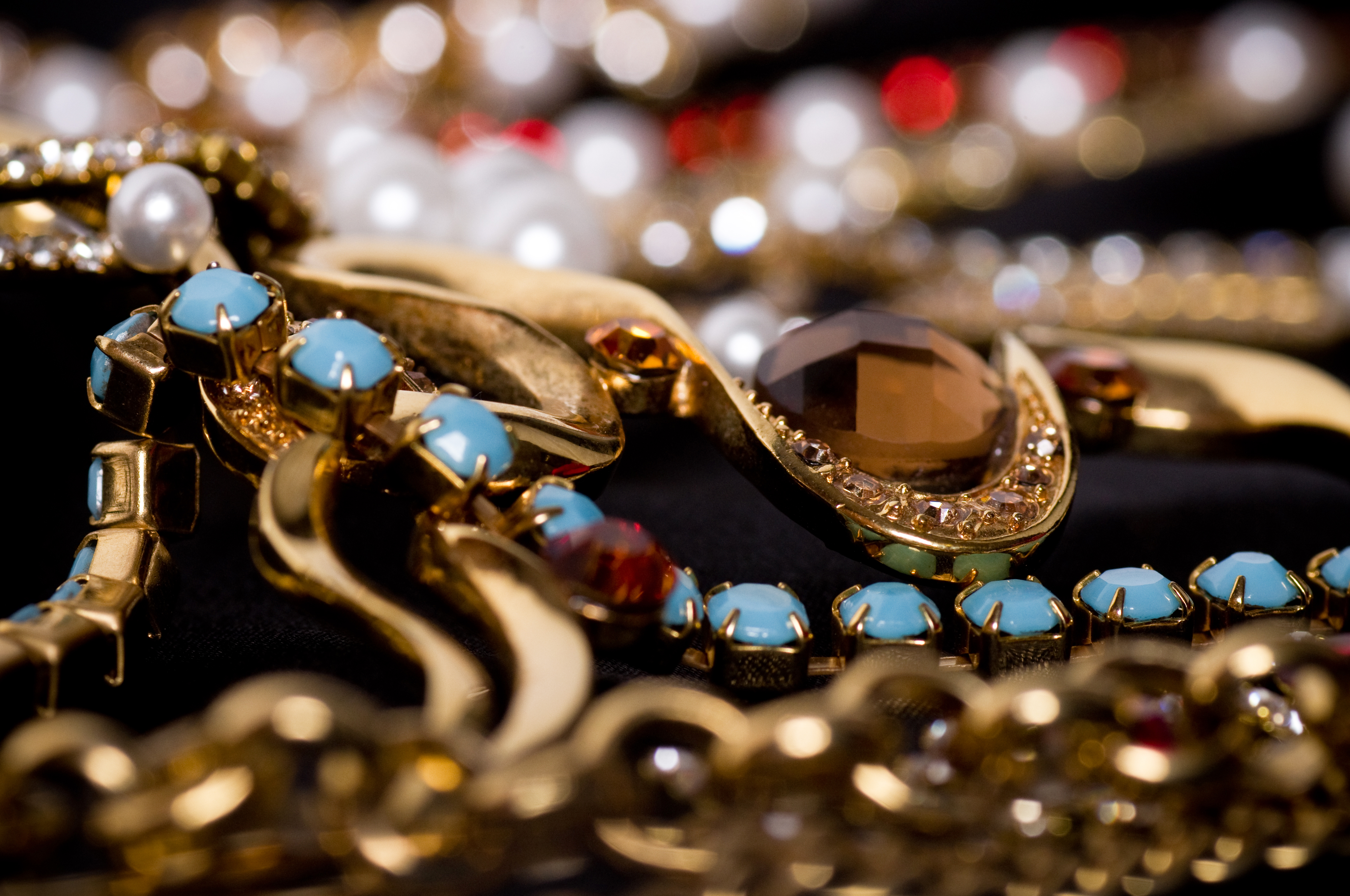 Beautiful jewelry on black background.